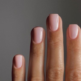 KQueenest Acrylic Press on Nails Short Square, Dusty Pink False Nails Short Coffin, Glossy Natural Solid Color Small Fake Nails Set, Reusable Gel Stick on Nail for Women Finger Daily Wear 24 Pcs