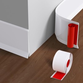 Flexible Baseboard Molding Trim, 4 Inch Vinyl Wall Base with Wider Self-Adhesive Peel and Stick Cove Base, Rubber Wall Base Moulding Trim, 20 Feet, White