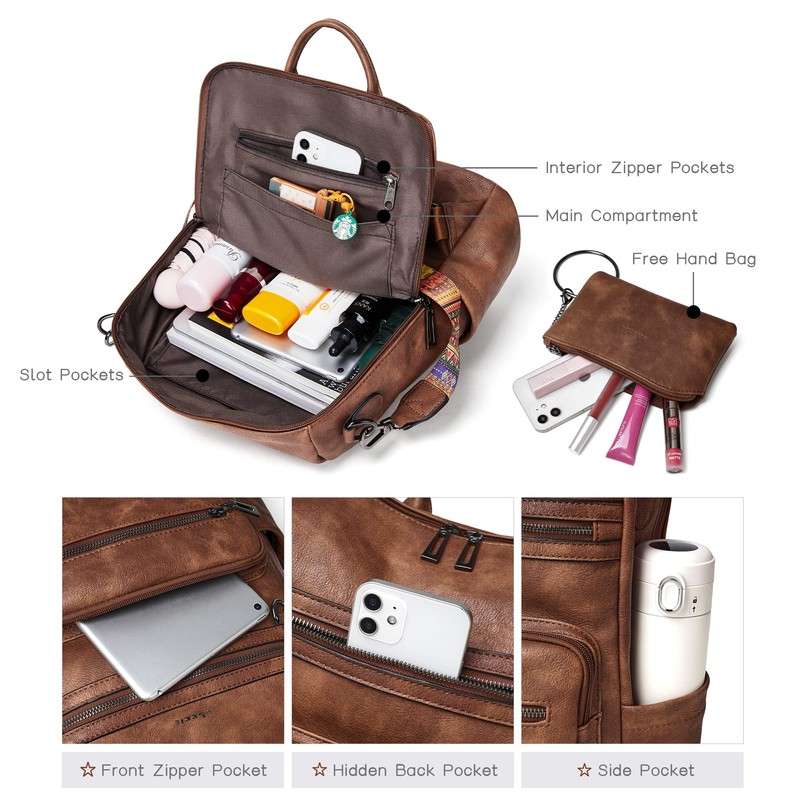 Shrrie Backpack Purse for Women Leather Backpack Fashion Designer Travel