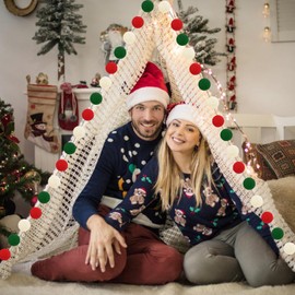 Pack of 3 Pompom Garlands, 2 m Felt Balls Garlands, Pompom Garland Felt, Pompom Garland, Felt Balls with 90 Balls, Felt Ball Garlands for Wall, Children's Room, Christmas Tree Jewellery