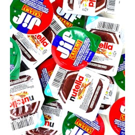 Crait Nutella Chocolate Hazelnut Spread, 0.52 oz and Jif Peanut Butter .75oz Single Serve Cups Variety Pack Portion Control Packs, School Lunch Boxes, Work Office Breakrooms (20 Pack)