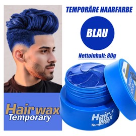 Blue Hair Dye, Temporary Hair Colour, 2.8 Ounces, Blue Hair Wax Styling Hair Tone Wax for Men Women, Instant Hair Cream Mud Natural Hairstyle Pomade, Hair Dye Hair Wake for Party & Cosplay