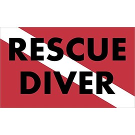 StickerTalk Rescue Diver Down Flag Vinyl Scuba Sticker, 5 inches by 3 inches