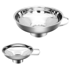 Stainless Steel Canning Funnel, Wide Mouth Jar Funnel with Handle for Wide and Regular Mouth Jars, Food Grade Metal Jam Funnel, 5.5-Inch Large Kitchen Funnels by HOXHA Large+Small
