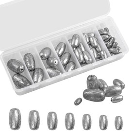JSHANMEI Fishing Weights Sinkers Kit 42pcs Egg Sinkers Fishing Weights Saltwater Fishing Tackle Gear Oval Shape Sinker Weight Bottom Fishing Rigs