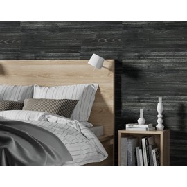 SINGULARWOOD Wall Planks,Real Rustic Accent Wood Panels for Interior Wall Decor,DIY Peel and Stick Easy Installation (12 Sheets/14.50 Sq Ft/Box),Rustic Black