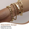 Reccisokz 4-Teiliges Edelstahlarmband,Schmuck Set,Damen-Stahlarmband,Damen-Kettenarmband,Goldenes Verstellbares Netzarmband