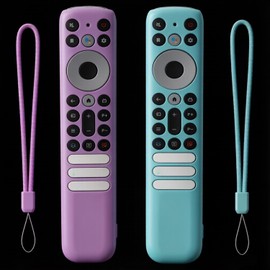 [2 Pack] Cover for 2023 TCL RC813 FMB1 / RC902V FMR1 / RC923 Voice Remote, Silicone Cover for TCL Q6 Q7 QM8 S4 S3 Series Google TV Remote Control，Glowing in The Dark - Blue and Purple、