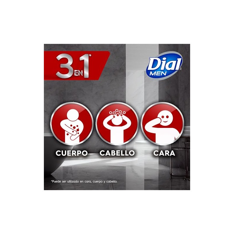 DIAL Jabón líquido corporal para Caballero, 473ml, 3 en 1