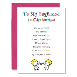 Clarabelle Cards - To My Boyfriend at Christmas (For Him | Friend | Partner | Best Friend | Fiance) with Lovely Festive Poem Verse on Front of Greetings Card sold by Card Candy