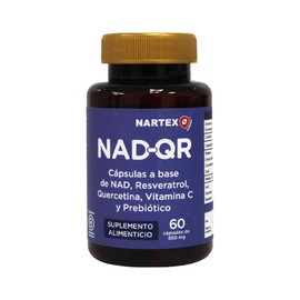 NTX by Nartex NAD Resveratrol 200 mg, Quercetina y Vitamina C  Suplemento Alimenticio en Cápsulas  60 Cápsulas  30 Días  Apoyo a Energía y Bienestar  
