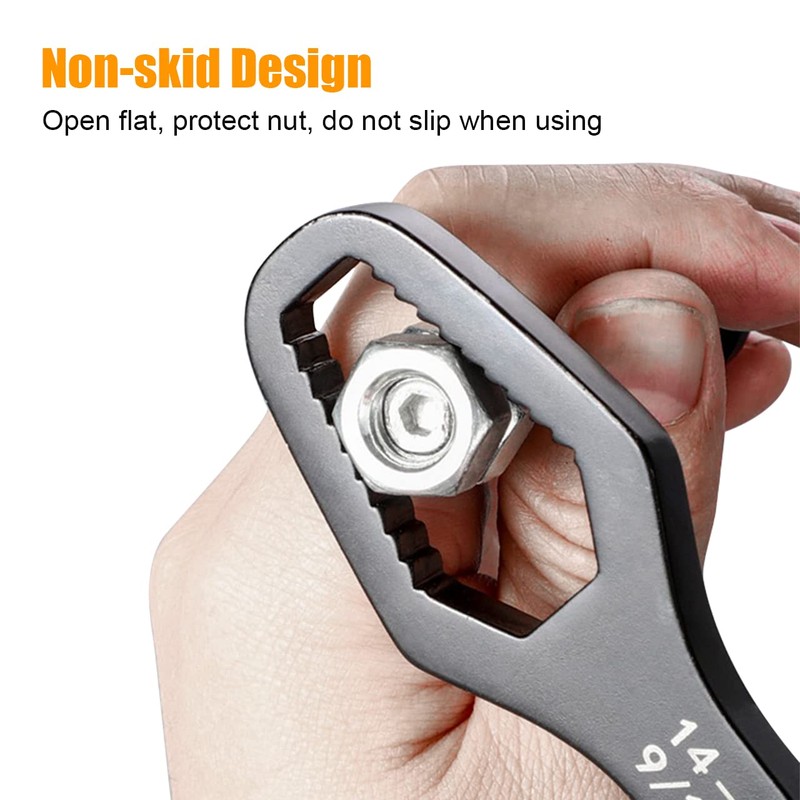 ZUZUAN 2pcs Black Universal Wrench,8-22mm Universal Torx Wrench,Double-ended Self-tightening Adjustable