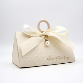 ZJSXINDI 15 Pcs Favor Boxes Gift Wrap Boxes White Gift Box 5"x 3" For Party Favor, Weddings, Bridal Showers, Bridesmaids... Gift Wrap Boxes Bulk for Crafting (white ribbons)