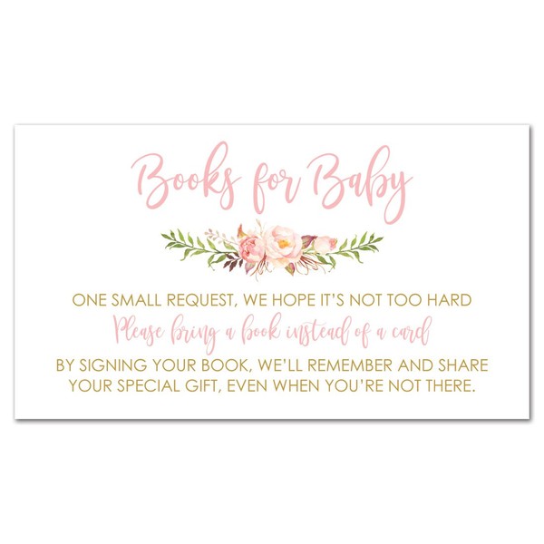 48 cnt Pink Flowers Baby Shower Book Request Cards