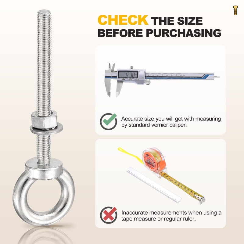 METALLIXITY Shoulder Eye Bolt with Flat Washers & Nuts &