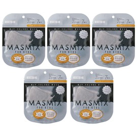 MASMiX KIDS Bi-color Mask, 3-Dimensional Type, 35 Sheets (Set of 7 Sheets x 5 Pieces) Gray x Black