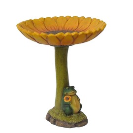 Sunflower Garden Bird Bath with Frog,Outdoor Bird Bath Bowl, Resin Resin Pedestal Fountain Decoration for Yard Garden Patio, Outdoor Bird Bath with Base, Bird Feeder Birdbath Bowls,20cm (A)