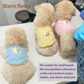 JAAQUCD 3 Pack XXXS Dogs Sweater Fleece Teacup Dog Clothes for Chihuahua Yorkie Poodle Fall Winter Small Puppy Sweatshirt Warm Cat Kitten Outfit Mini Pet Doggy Clothing (3 Pcs Bee, 3XS(Under 1lbs))
