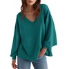 Fisoew Womens Oversized Sweatshirts Casual V Neck Lantern Long Sleeve