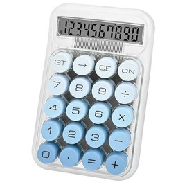 1-Pack Mechanical Switch Calculator with 10 Digits Large LCD Display, Cute Basic Calculator with Big Button Anti-Slip Pad, Transparent Body, for Home School Office Desk Business - Blue