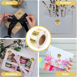 1rollo Pegatinas Adhesivas Redondas de Agradecimiento para Negocios Etiquetas Multiusos para Empaque Material Autoadhesivo Removible para Decoracin y Regalos