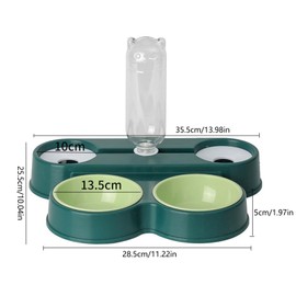 HYBEW 4 in 1 Pet Food Feeders with Automatic Water Bottle Bowl, Double Bowl Dog Feeder Toy for Cats and Dogs