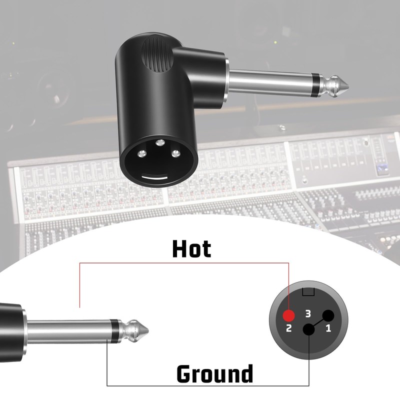 Right Angle Adapter Male to TS 1/4", 2 Pack Adjustable