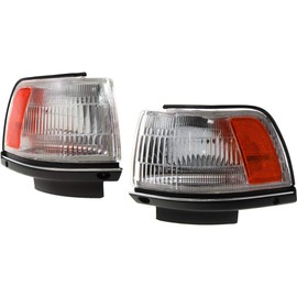 For Toyota Camry Corner Light 1987 88 89 90 1991 Driver and Passenger Side Pair/Set | Park Light | Clear & Amber Lens | TO2550102 + TO2551102 | 8162032081 + 8161032081