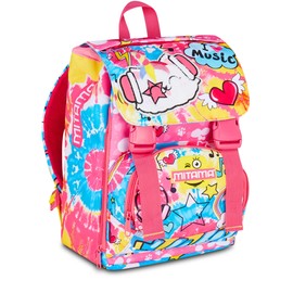 SJ Seven Mitama erweiterbarer Rucksack mit 4 Reißverschlüssen, Catrock, Fuchsia, großes Fassungsvermögen, Doppelfach, vorgeformte Rückenlehne, Mädchen, Grundschule, fuchsia, Taglia unica, Casual