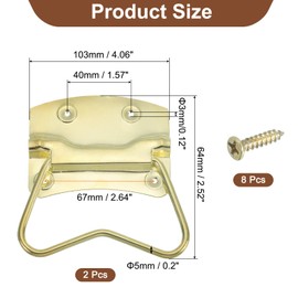 uxcell 2Pcs Chest Handles, 103 x 64mm Side Ring Pull Lifting Handle, Metal Spray-Paint Wooden Box Puller Handles with Screws for Home Toolbox Case Drawer, Yellow