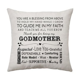 Aconesong Godmother Gifts Cushion Cover Throw Pillow Cover Gifts for Godmother Birthday Christmas Thank You Godmother Gifts Cushion Case Best Godmother Ever Gift Decoration 45 x 45 cm (Godmother)