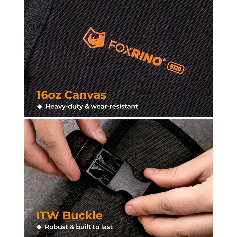 Foxrino Wrench Roll, Wrench Roll Up Pouch, 12-Pocket Heavy Duty