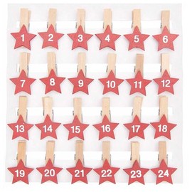 Crafty Capers Red | 24 Numbered Advent Calendar Pegs with Stars | Make Your Own Calendar