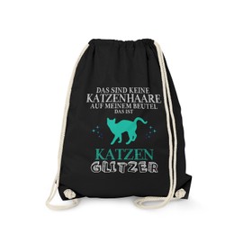Fashionalarm Gym Bag – Das sind keine Katzenhaare – Cats Glitter | Fun Backpack with Saying as a Funny Gift Idea | House Cat, black