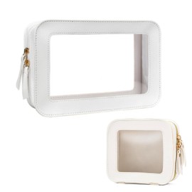ysister 2pcsTransparent Cosmetic Bag Cosmetic Bag Transparent Toiletry Bag Cosmetic Bag Cosmetic Bag Small Travel Bag Organiser with Zip (White), White, Fashion