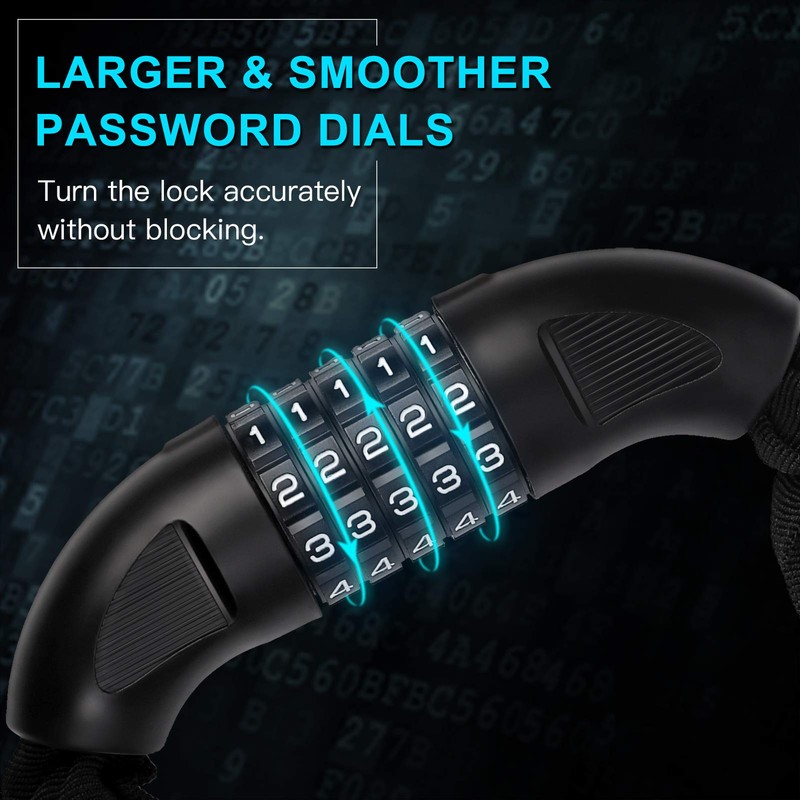 UBULLOX Bike Chain Lock 3FT 5-Digit Combination Bike Locks Anti-Theft