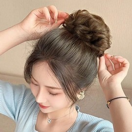 Human hair bun hair wig giblet band light brown (WFLOULF) / 인모 올림머리 가발 곱창밴드 라이트브라운 (WFLOULF)