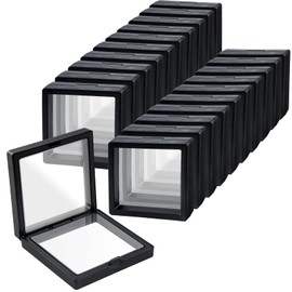 QUYLIXX Black 3D Floating Frame Display Holder Stands, Coin Display Stands Set of 20 3D Floating Jewelry Frame for Challenge Coins, AA Medallions, Jewelry- 3.5 x 3.5 x 0.8 Inches