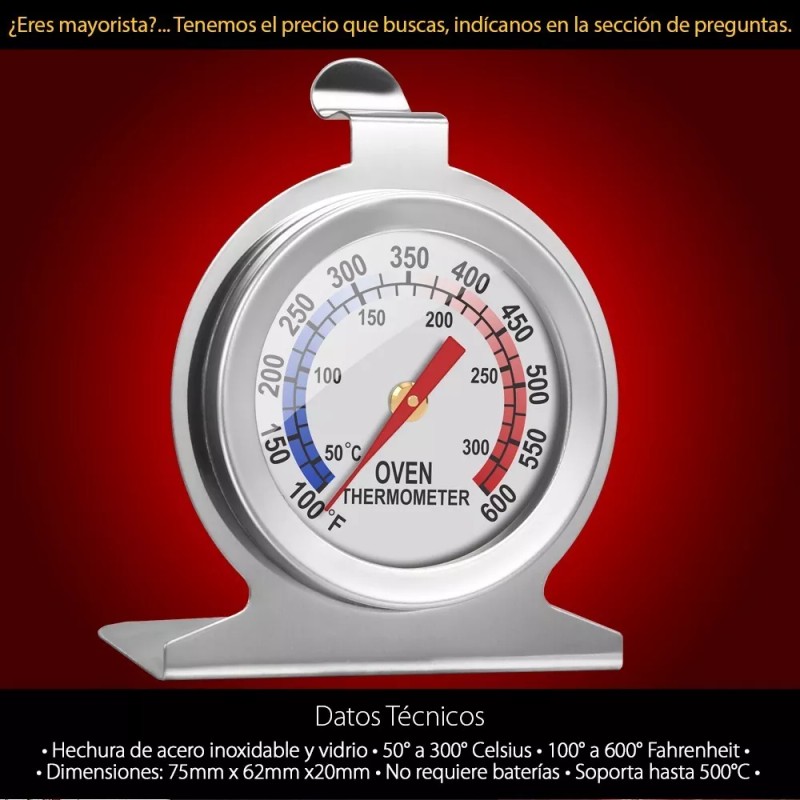 Mercader Digital Termómetro Para Horno Acero Inoxidable Cocina Profesional