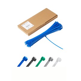 100pcs in Tidy Box, 300x4.8mm Cable Ties Heavy Duty Blue, Premium Industrial Multi-Purpose Plastic Zip Tie Wraps, Indoor and Outdoor Use, Cable Management, Wires, Office, Garden, Garage, Workshop