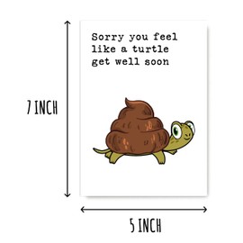 GoGiDesigns Turtle Get Well Soon Card - Naughty Get Well Card - Get Well Soon Message Card - Get Well Greeting Card - Card For Friend