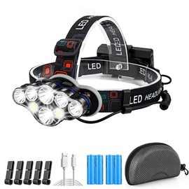 Kopira Lampara de Cabeza, Linterna Frontal Led Recargable, Lampara Minera Regulable en Ángulo, Linterna de Cebeza Impermeable con 8 LEDs para Cámping, Montañismo, Correr, Senderismo, Ciclismo, Pesca