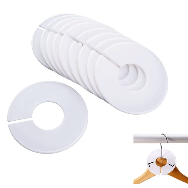 ericotry Lot de 20 séparateurs ronds blancs de taille pour vêtements de penderie - Organiseur de placard pour la maison - 8,9 cm