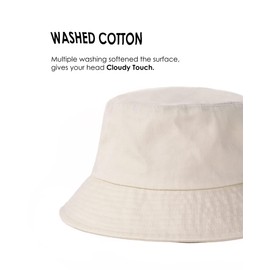FURTALK Bucket Hats for Women Washed Cotton Packable Summer Beach Sun Hats Mens Womens Bucket Hat with Strings for Travel Light Beige