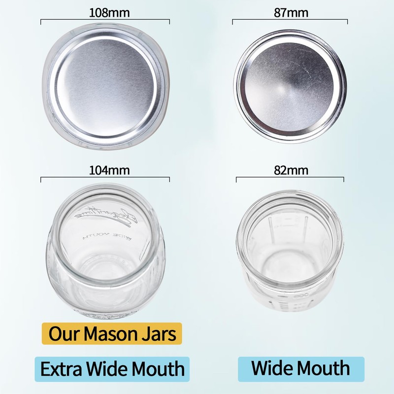 eleganttime 128 oz Mason Jars Extra Wide Mouth 2 Pack,