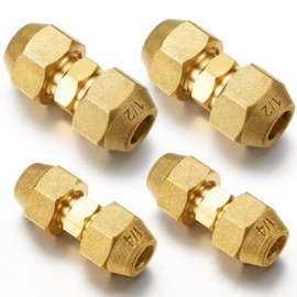 Relaxweex 4 Pcs 1/4" 1/2" Copper Pipe Extension Joint Connectors Pipe Coupling Adapters with Flare Nuts Flare Fittings for HVAC Air Conditioning Refrigeration Copper Tube