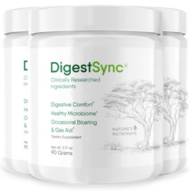 Nature’s NutriWave DigestSync Digestion Supplement for Gut Health - Natural Powder for Digestive Support, Bloating Relief for Women & Men, 100% Natural Green Powder - 3 Month Supply