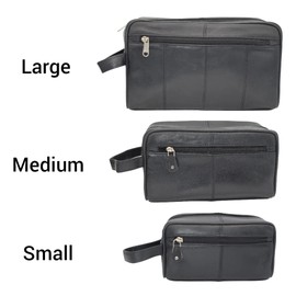 MARSHAL Travel Toiletry Bag Genuine Leather Dopp Kit Travel Organizer For Men Women (Medium)