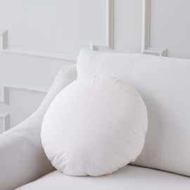 Plankroad Home Décor 18Dx2 Hypoallergenic Fluffy Faux Down Poly Round Pillow Insert, 100% Cambric Cotton Shell, Never Vacuum-Packed,Made in USA