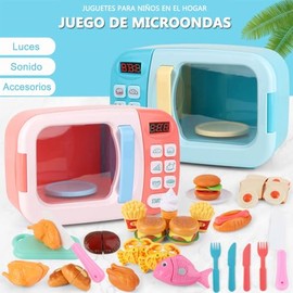 Cocina de Juguete para Niña y Niño, 31 Piezas Juguetes de Microondas de Horno, Juego de Juguetes de Microondas con luz y Sonido, Juego de Imitacion de